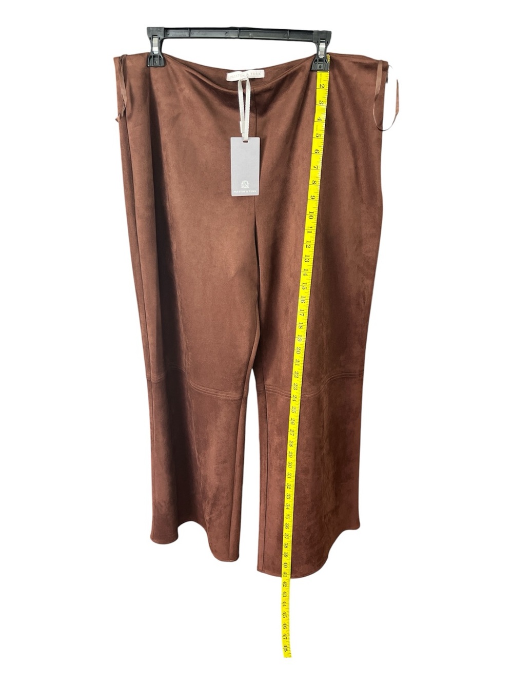 NWT Preston & York Chocolate Brown Faux Suede Wide Leg Trousers Size 16